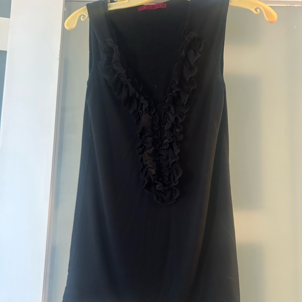Velvet Black Ruffled Tank Top - Picture 2 of 4